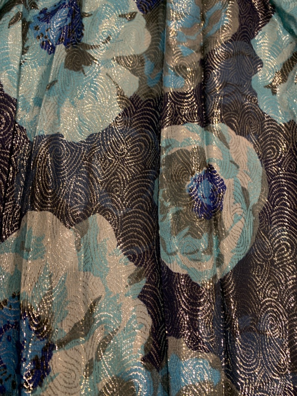 J. Crew Blue Floral Metallic Pleated Midi Skirt - Picture 3 of 4